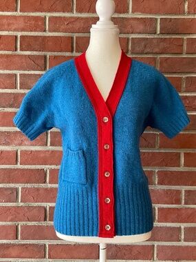 La Fetiche Knit Wool Short Sleeve Cardigan Size S NWOT Made in Scotland